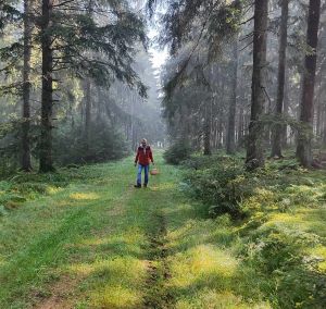 Jürgen sucht die Wegränder ab; Foto Beatrice 28.7.24